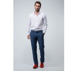 Father & Sons: Pantalon de costume homme en lin bleu slim d'une valeur de 54,90€ au lieu de 79,90€