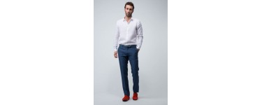 Father & Sons: Pantalon de costume homme en lin bleu slim d'une valeur de 54,90€ au lieu de 79,90€