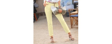 Blancheporte: Pantalon chino femme couleur jaune au prix de 14,99€ au lieu de 29,99€