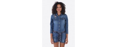Kaporal Jeans: Combi-short femme brodée en jean coupe loose d'une valeur de 65,40€ au lieu de 109€