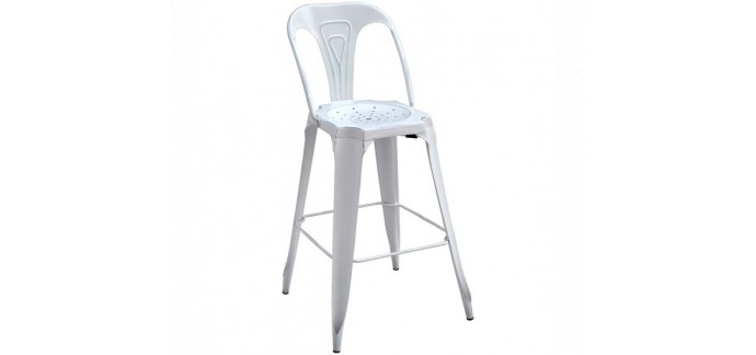 Alinéa: Chaise de bar vintage en métal blanc H106cm à 90€ au lieu de 150€