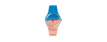 MATY: Montre femme Blue pine plastique silicone Swatch au prix de 32,50€ au lieu de 65€