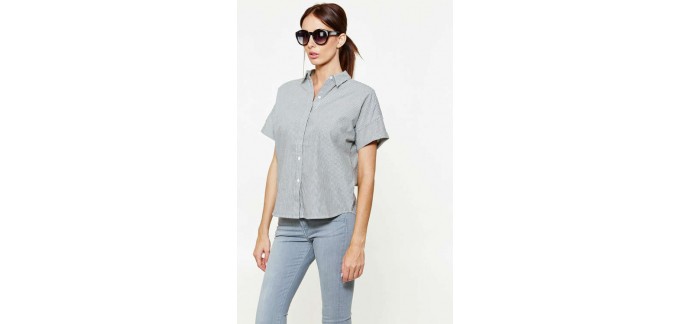 Uncle Jeans: Chemise Levi's Ss Holly Shirt No Pocket Stripe Caviar Noir Ecru Femme à 28,98€ au lieu de 57,95€