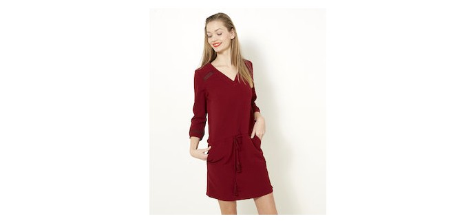 Camaïeu: Robe rouge texturée à 14,39€ au lieu de 35,99€