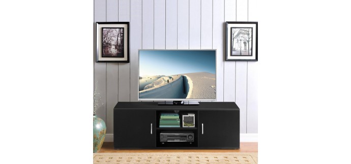 Amazon: Meuble TV avec 2 Portes Étagère Basse Ouverte à 2 Niveaux LANGRIA à 63,19€ au lieu de 99,99€