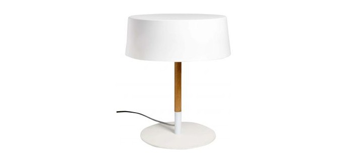 Habitat: Lampe de table Pendry 30cm en acier laqué blanc et pied en chêne à 86,40€ au lieu de 108€