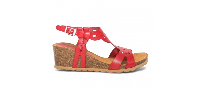 Eram: Sandale compensée rouge en cuir à 52€ au lieu de 65€
