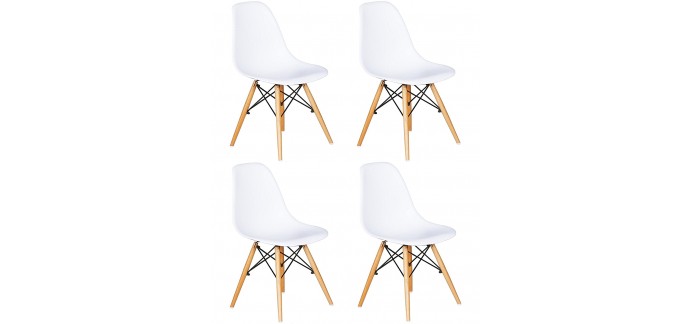 Amazon: Lot de 4 chaises scandinave blanche et pieds en bois à 59,87€ livraison comprise