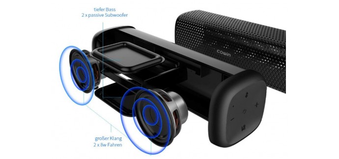 Amazon: Haut-parleurs Bluetooth Cowin 6110 Haut-Parleur Portable sans Fil à 36,99€ au lieu de 182,71€