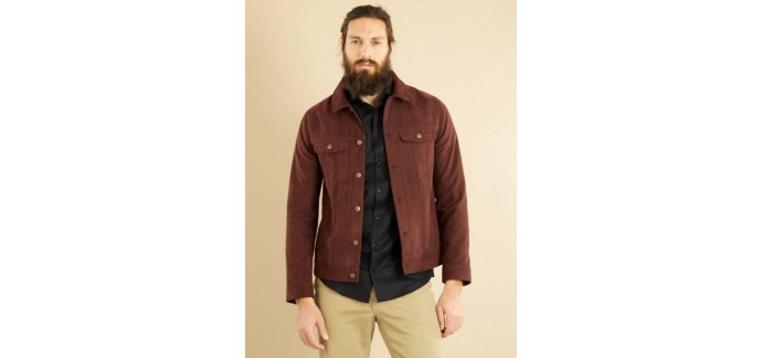 Kiabi: Veste regular en suédine rouge à 10,50€ au lieu de 35€