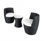 Maisons du Monde: Table de jardin + 2 fauteuils en résine tressée noirs en solde à 245€