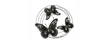 Alinéa: Décoration murale cercle avec papillons en métal noir à 15,60€ au lieu de 19,50€