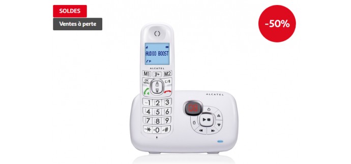 Auchan: Téléphone fixe ALCATEL XL385 Voice Blanc Répondeur à 24,99€ au lieu de 49,99€