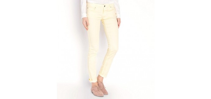 Bonobo Jeans: Pantalon skinny femme poches à broderies et découpes jaune d'une valeur de 11,99€ au lieu de 29,99€