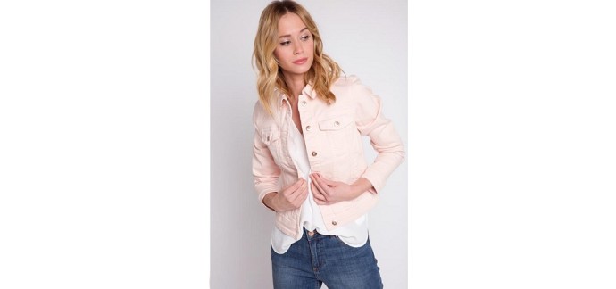 Cache Cache: Veste en jean femme rose pâle d'une valeur de 15€ au lieu de 29,99€