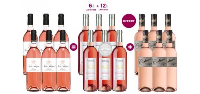 Cdiscount: Pack de 18 bouteilles de vin rosé pour le prix de 6