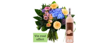 Florajet: Vin rosé offert pour l'achat d'un bouquet de fleurs