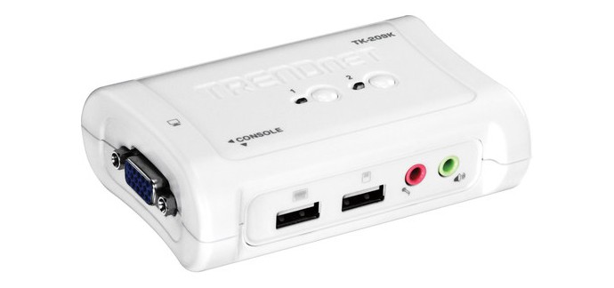MacWay: Commutateur KVM 2 ports TrendNet TK-209K Blanc - USB + Audio à 25,49€ au lieu de 29,99€