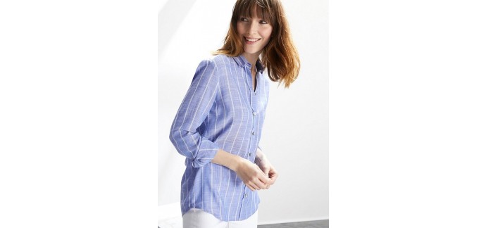 Cyrillus: Chemise rayée femme bleu/blanc coupe cintrée au prix de 23,96€ au lieu de 59,90€