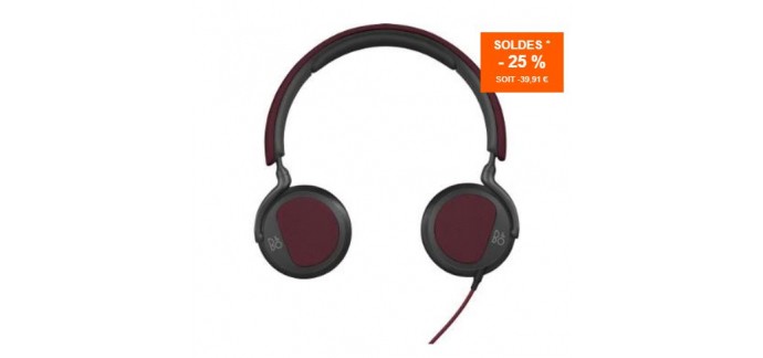 Materiel.net: Casque Audio Nomade - (Bang&Olufsen) B&O Play H2 Rouge, à 119,09€ au lieu de 159€