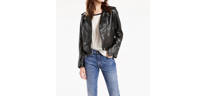 Brandalley: Veste en cuir noir femme Relaxed Moto Levi's d'une valeur de 135,50€ au lieu de 375€