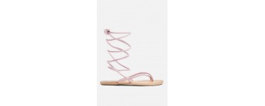 Topshop: Sandales plates à lacets en cuir couleur lilas au prix de 13€ au lieu de 29€