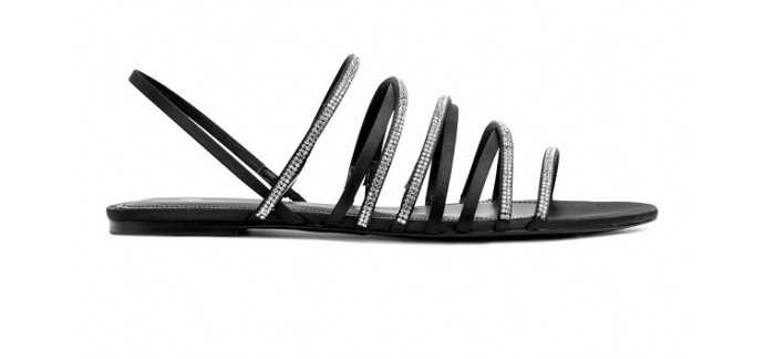 H&M: Sandales plates femme multi brides à strass noir au prix de 9,99€ au lieu 27,99€ 
