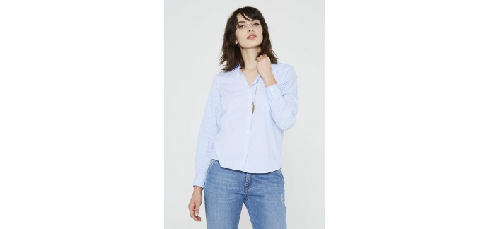 IKKS: Chemise femme manches longues à rayures bleu ciel d'une valeur de 45€ au lieu de 125€