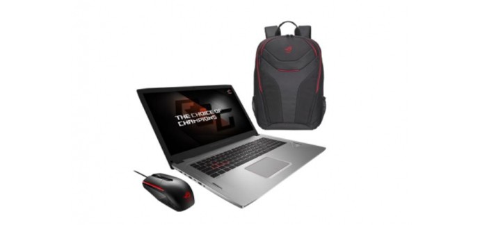 Asus: PC Portable - ASUS ROG GL702VM-GC304T Argenté + Souris gaming + Sac, à 1399€ au lieu de 1499€