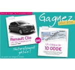 Françoise Saget: 1 voiture Renault Clio gris Titanim DCI 75 ou un chèque de 10 000€ à gagner