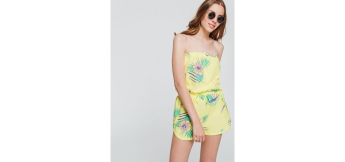 BZB: Combi-short femme bustier jaune imprimé fleuri d'une valeur de 14,99€ au lieu de 29,99€