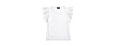 Ralph Lauren: Haut en jersey à manches volantées en broderie anglaise blanc d'une valeur de 74,50€ au lieu de 149€