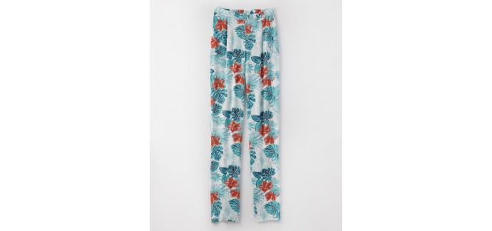 Damart: Pantalon femme imprimé tropical créponné couleur Curaçao  d'une valeur de 8,90€ au lieu de 29,99€