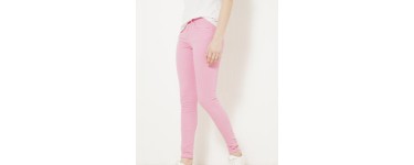 Camaïeu: Pantalon skinny femme 5 poches rose en coton élasthanne au prix de 12,99€ au lieu de 25,99€