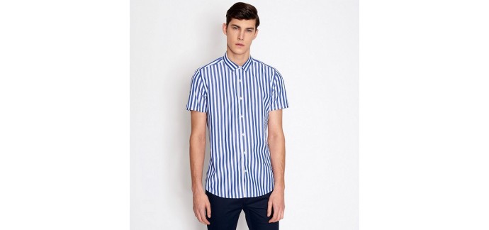Devred: Chemise homme manches courtes à rayures bleu d'une valeur de 14€ au lieu de 34,99€