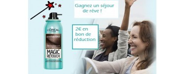 L'Oréal Paris: Bon de réduction de 2€ offert + un Week-end d'exception d'une valeur de 2000€ à gagner