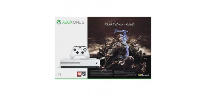 Amazon: Console Xbox One S blanche 1To édition Shadow of War à 183,99€ 