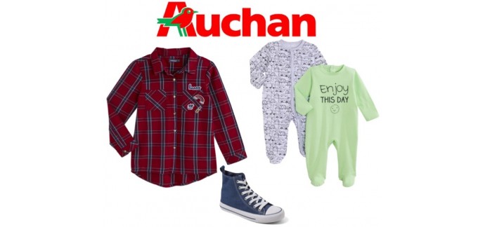 Auchan: Vêtements enfants et bébé : 2 articles achetés = le 3e offerts sur une sélection