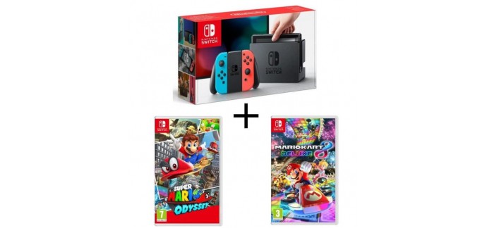 Cdiscount: Console Nintendo Switch + 2 jeux (Super Mario Odyssey et Mario Kart 8 Deluxe) à 389€