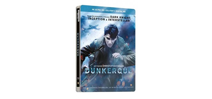 Amazon: Film Dunkerque édition limitée Steelbook 4K Ultra HD + Blu-ray + Digital HD 9,90€ 