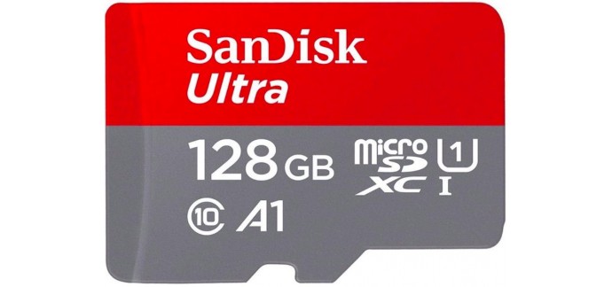 Amazon: Carte Mémoire SanDisk MicroSDHC Ultra 128GB Classe 10 à 16,99€