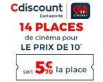 Cdiscount: 14 places de cinéma CGR pour le prix de 10 (soit 5,70€ la place)