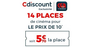 Cdiscount: 14 places de cin&eacute;ma CGR pour le prix de 10 (soit 5,70&euro; la place)