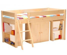 Auchan: Lit combiné enfant couleur sapin massif vernis naturel + sommier à 275€