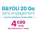 Bouygues Telecom: Forfait mobile B&YOU tout illimité + 20Go d'internet (dont 2Go en Europe) à 4,99€/mois à vie
