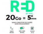 RED by SFR: Forfait mobile tout illimité + 20Go d'Internet 4G (+ 6Go en Europe) à 5€/mois sans engagement