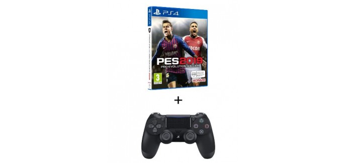 Auchan: Jeu PS4 - PES 2019 + Manette Dualshock 4 Noire V2, à 70€ au lieu de 109,98€