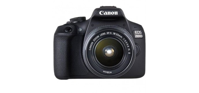 Amazon: Appareil photo reflex CANON EOS 2000D 24,1 mégapixels + Objectif EF-S 18-55 IS II à 364,99€