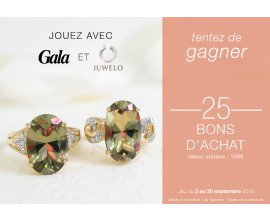 Gala: 25 bons d'achat Juwelo de 100€ à gagner