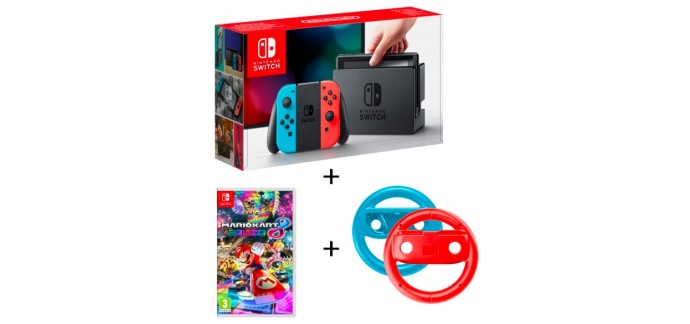 Auchan: Console Nintendo Switch Joy-Con Néon + Mario Kart 8 + Volants à 344,99€
